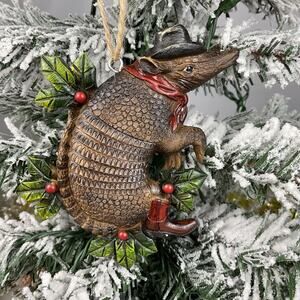 Christmas Tree Ornament-Anteater With Leaves And Berries-The Bridge Collection